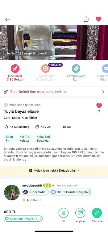 xs Beden Beyaz tüylü mini elbise