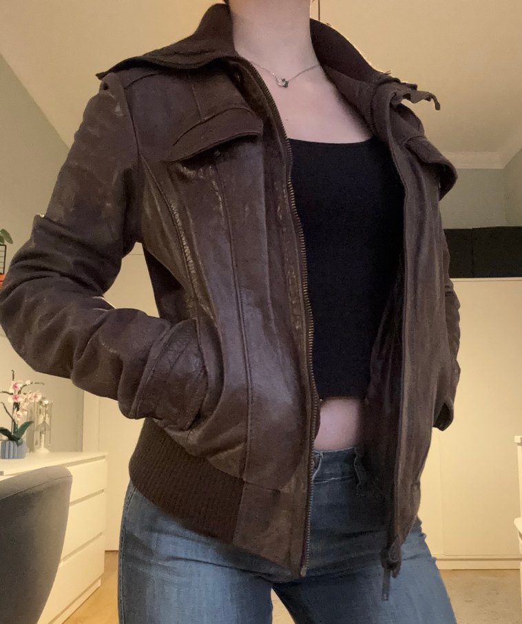 Kahverengi Deri Ceket - Görsel 5