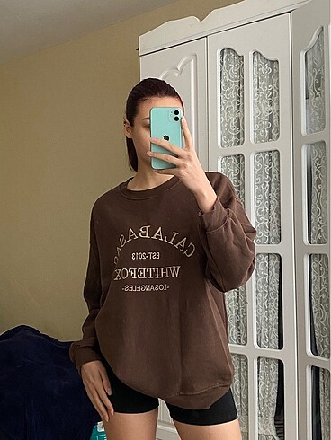 calabasas kahverengi oversize sweatshirt