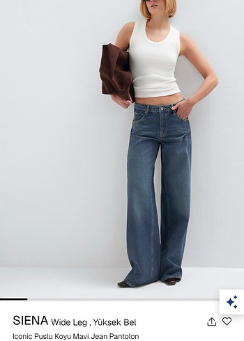 Mavi Jeans Yuksek Bel Genis Paca Jean Pantolon Mavi