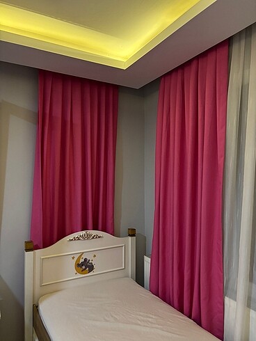 Pembe Keten Fon Perde