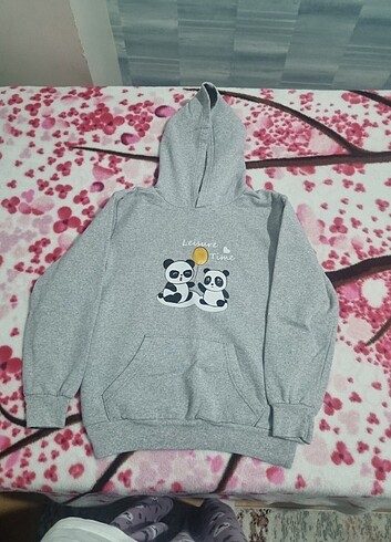 pandalı gri sweatshirt 