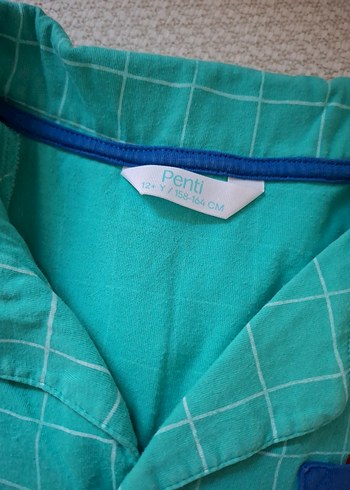Penti Turkuaz Düğmeli Erkek Kısa Kollu Pijama Takımı