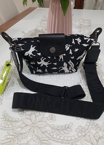 Longchamp pouch Black Toile 