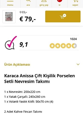 Karaca Anissa porselen kahvaltı takımli nevresim 