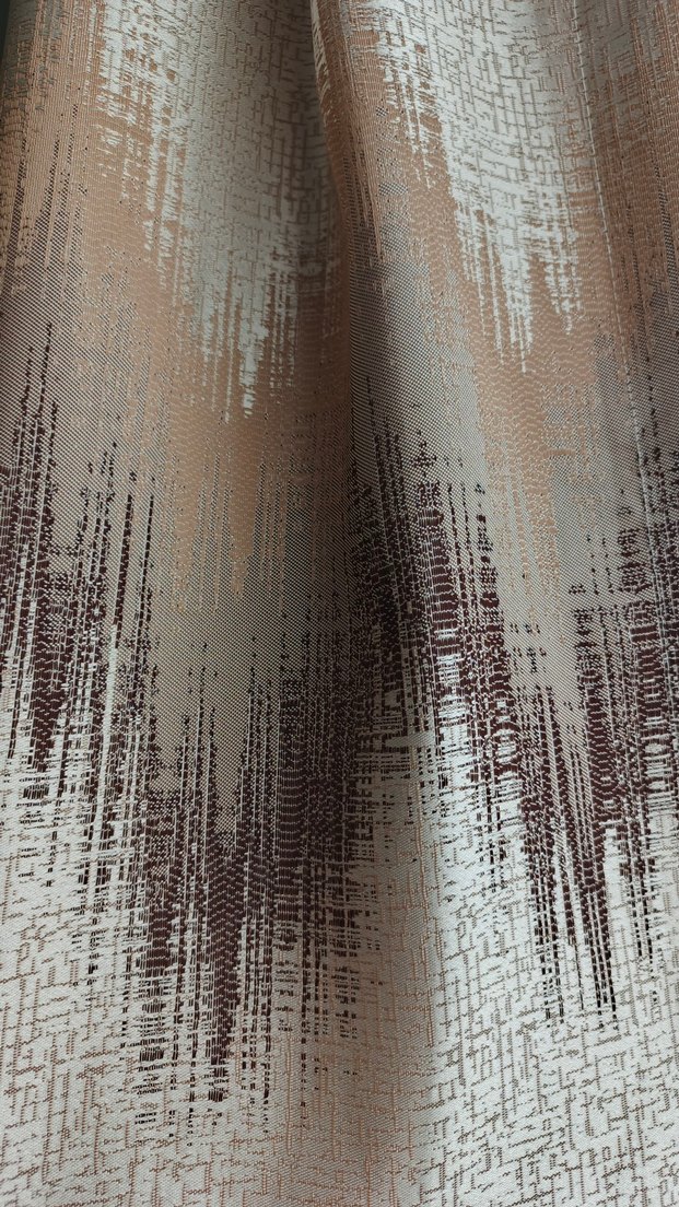 2 Adet Bej Desenli Fon Perde - Görsel 2
