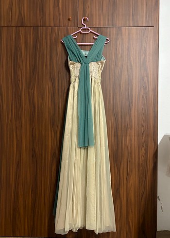 Uzun Nakışlı Vintage Kadın Abiye Elbise - Görsel 4