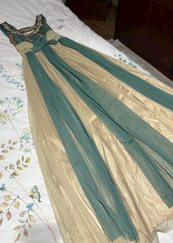 Uzun Nakışlı Vintage Kadın Abiye Elbise - Görsel 8