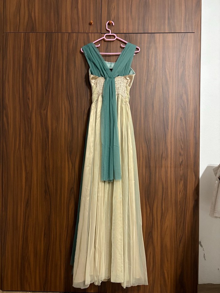 Uzun Nakışlı Vintage Kadın Abiye Elbise - Görsel 4