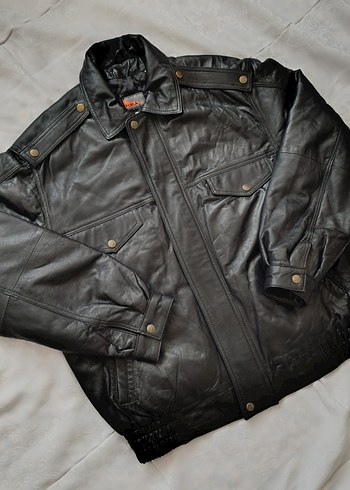 l/xl Beden siyah Renk Bomber Deri Mont Erkek
