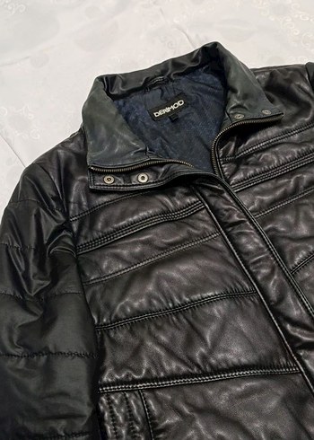 xxl Beden Derimod Siyah Deri Fermuarlı Biker Kadın Ceket