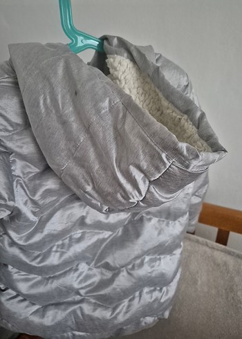 Kız Çocuk Gri Kürklü Street Wear Mont - Görsel 3