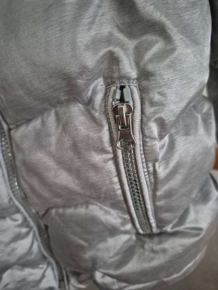 Kız Çocuk Gri Kürklü Street Wear Mont - Görsel 4