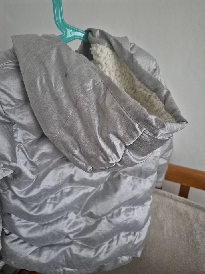 Kız Çocuk Gri Kürklü Street Wear Mont - Görsel 3