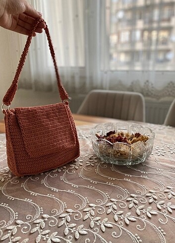 Beden bordo Renk Örgü çanta