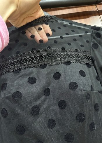 Siyah Puantiyeli Vintage Abiye Elbise - Görsel 2