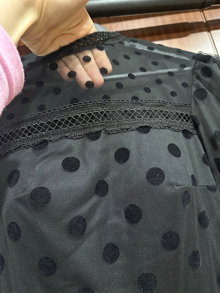 Siyah Puantiyeli Vintage Abiye Elbise - Görsel 2