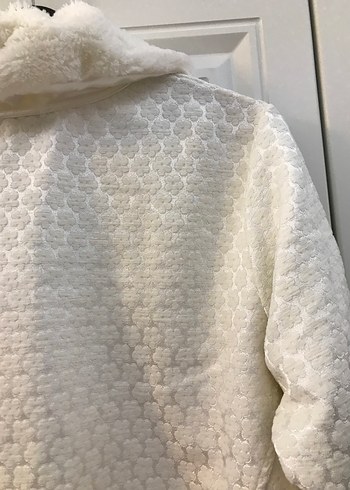 Kadın Beyaz Kürklü Midi sabahlık - Görsel 6