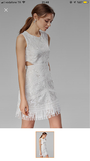 payetli beyaz mini elbise