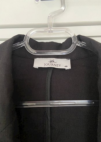 Düğmeli Siyah Keten Kadın Blazer - Görsel 3