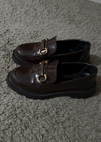 Kahverengi Tokalı Kadın Deri Loafer - Görsel 3