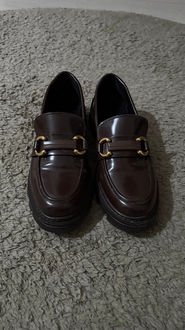 Kahverengi Tokalı Kadın Deri Loafer - Görsel 2