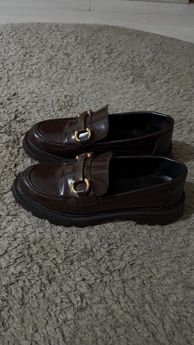 Kahverengi Tokalı Kadın Deri Loafer - Görsel 3