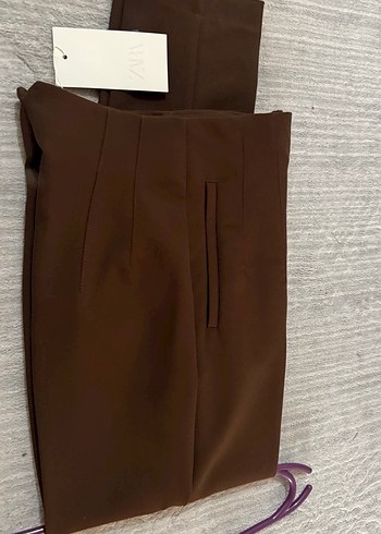 Kadın Kahverengi Kumaş Pantolon - Görsel 3