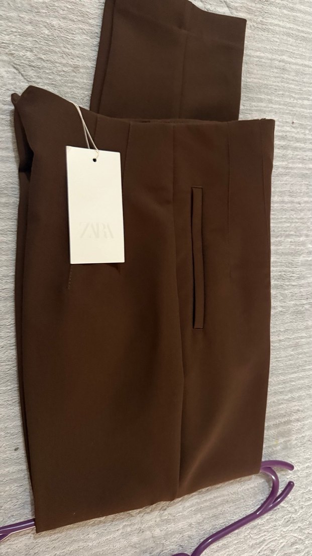 Kadın Kahverengi Kumaş Pantolon - Görsel 2