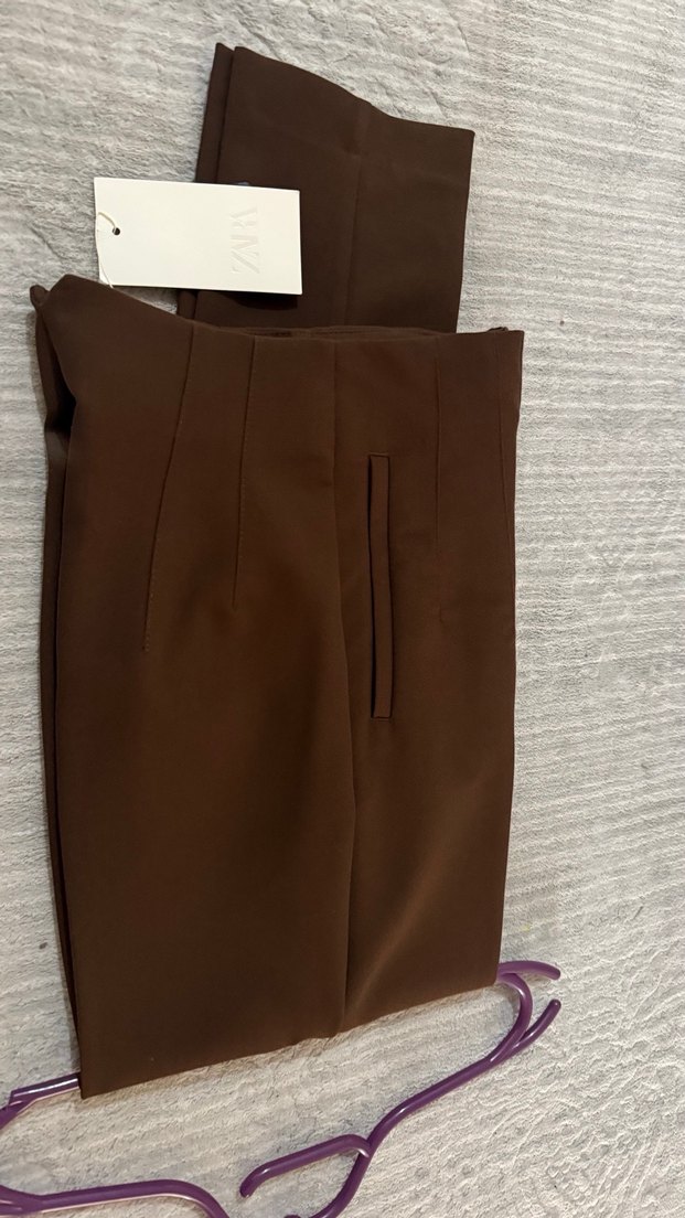 Kadın Kahverengi Kumaş Pantolon - Görsel 3