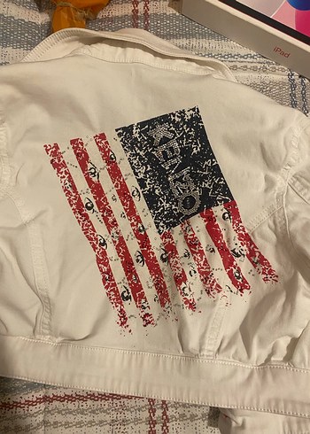 Düğmeli Beyaz Kadın Denim Ceket Kenzo - Görsel 2