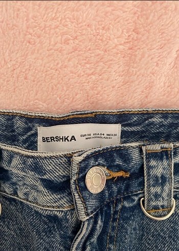 Bershka Kadın Mavi Bağlamalı Denim Mini Etek