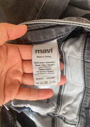 30 Beden Mavi Markalı Gri Regular Fit Erkek Denim Pantolon