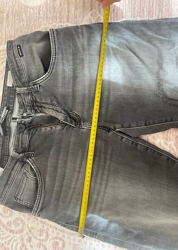30 Beden gri Renk Mavi Markalı Gri Regular Fit Erkek Denim Pantolon
