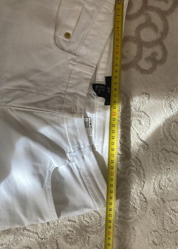 H&M Beyaz Kadın Midi Kumaş Pantolon - Görsel 5