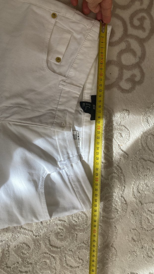 H&M Beyaz Kadın Midi Kumaş Pantolon - Görsel 5