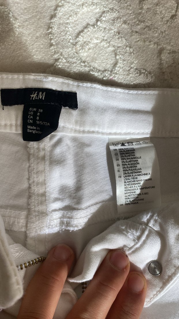 H&M Beyaz Kadın Midi Kumaş Pantolon - Görsel 3