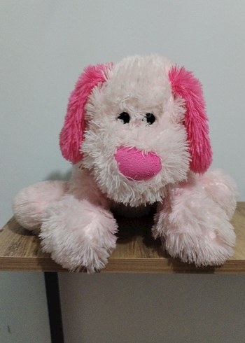 Pembe ve beyaz peluş oyuncak köpek - Görsel 2