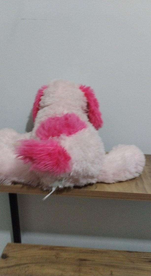 Pembe ve beyaz peluş oyuncak köpek - Görsel 4