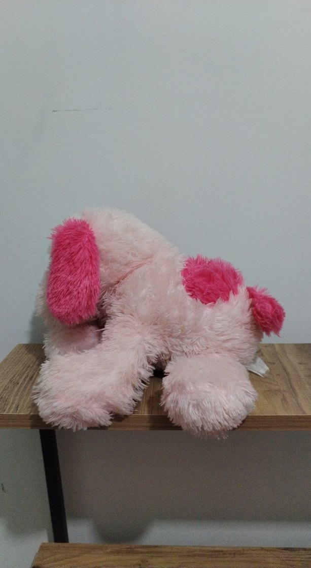 Pembe ve beyaz peluş oyuncak köpek - Görsel 3