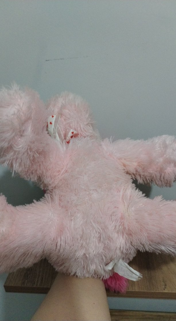 Pembe ve beyaz peluş oyuncak köpek - Görsel 5