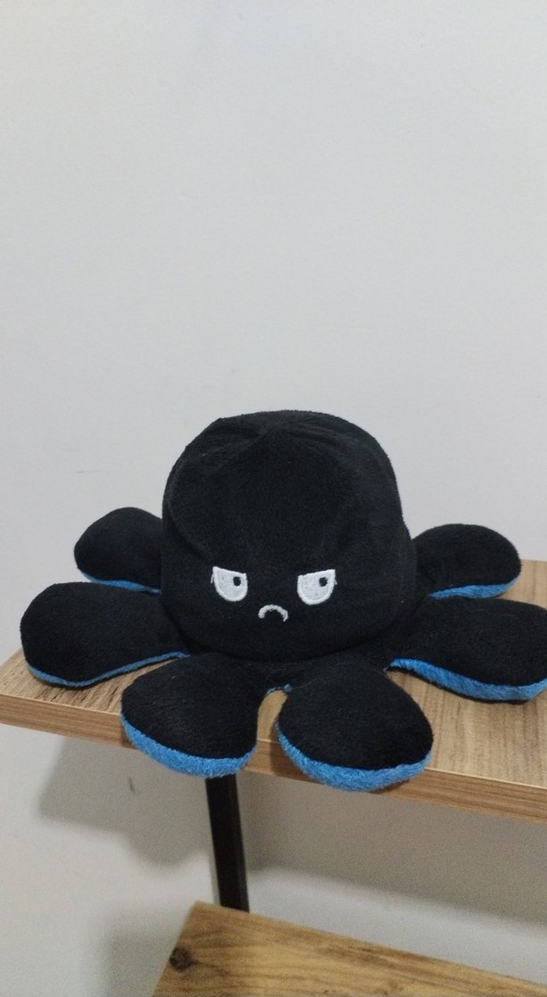 Renkli Mavi  2 yüzlü mutlu kızgın Ahtapot Peluş Oyuncak - Görsel 2