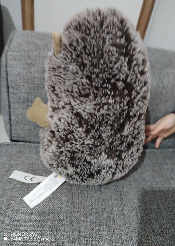 Büyük boy Gri Kirpi Peluş Oyuncak - Görsel 3