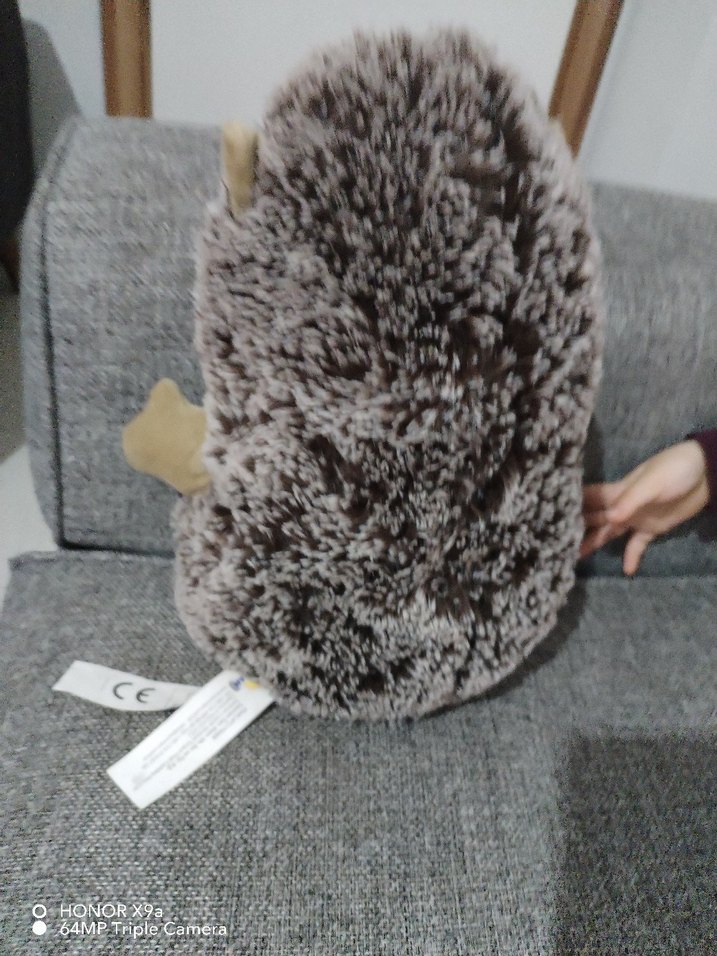 Büyük boy Gri Kirpi Peluş Oyuncak - Görsel 3