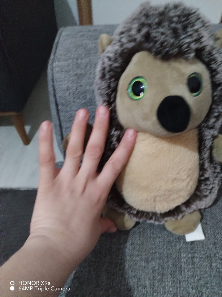 Büyük boy Gri Kirpi Peluş Oyuncak - Görsel 2