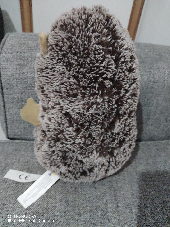 Büyük boy Gri Kirpi Peluş Oyuncak - Görsel 4