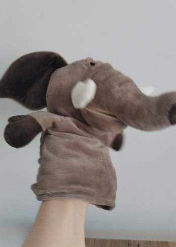 Gri Fil El Kuklası Peluş Oyuncak - Görsel 3