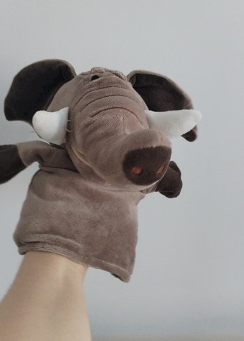 Gri Fil El Kuklası Peluş Oyuncak - Görsel 2