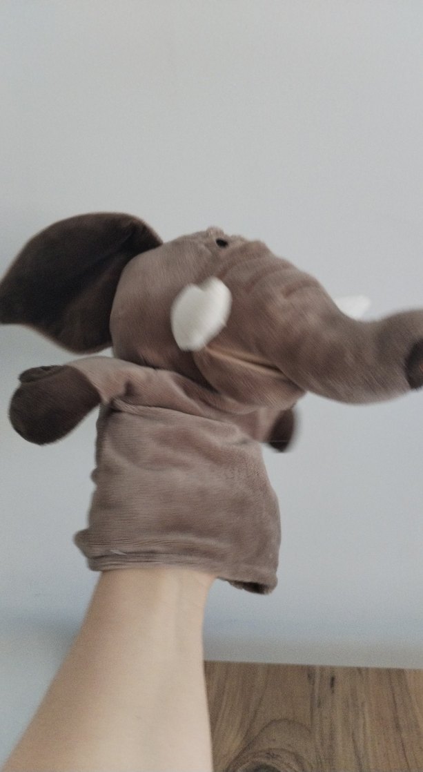 Gri Fil El Kuklası Peluş Oyuncak - Görsel 3