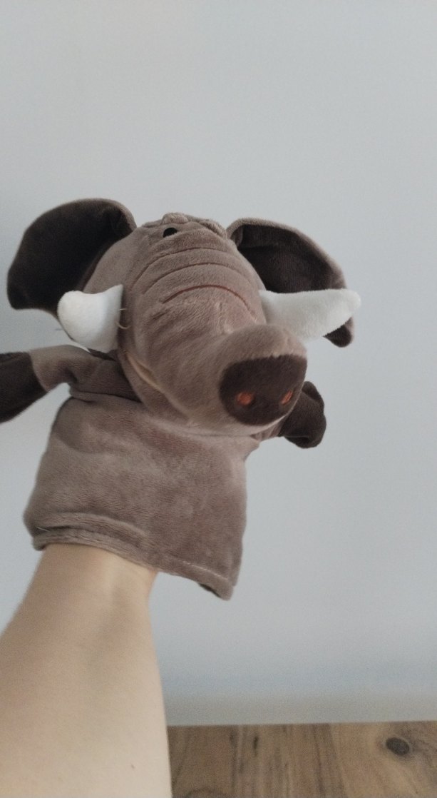 Gri Fil El Kuklası Peluş Oyuncak - Görsel 2